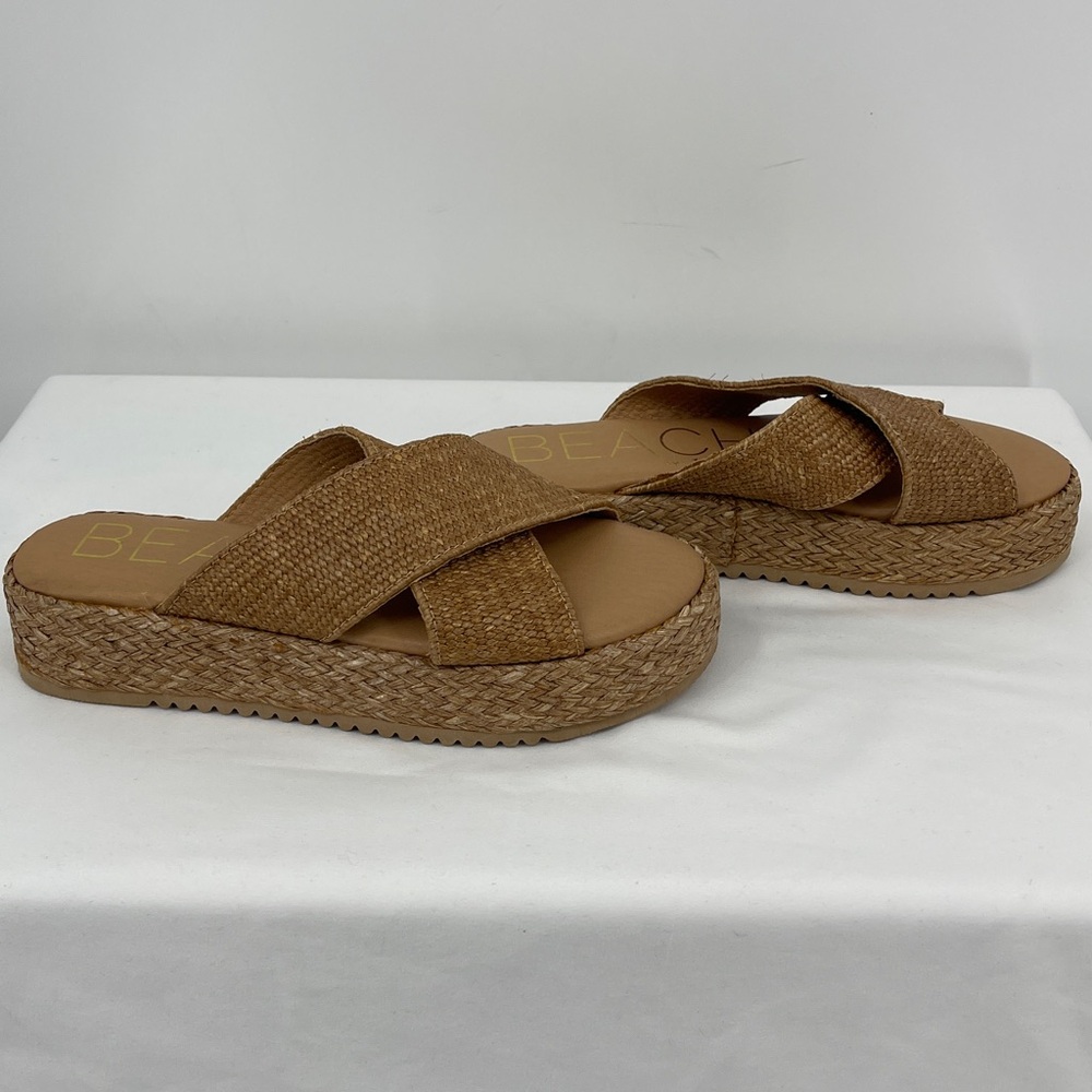CATALINA BEACH BY MATISSE Tan Woven Cross-Strap Platform Sandals WOMENS SIZE 8M - Picture 8 of 8